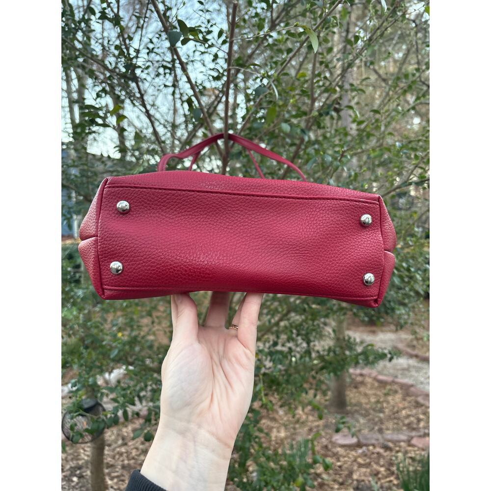 Nine West Cherry Red Leather Shoulder Purse Tote With Lock EUC​ - Picture 5 of 9